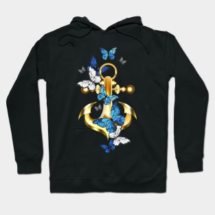 Anchor with Butterflies Morpho Hoodie